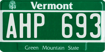 VT license plate AHP693