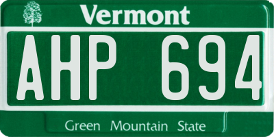 VT license plate AHP694