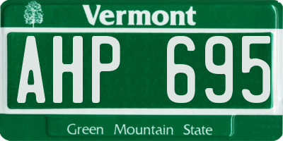 VT license plate AHP695