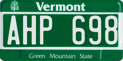 VT license plate AHP698