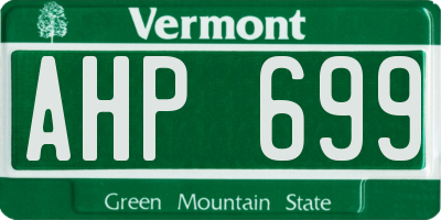 VT license plate AHP699