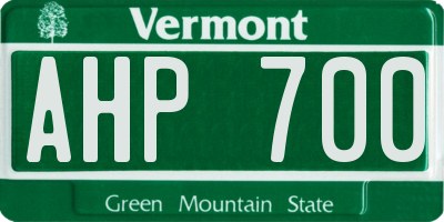 VT license plate AHP700
