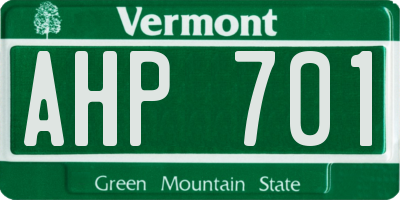 VT license plate AHP701