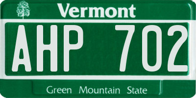 VT license plate AHP702