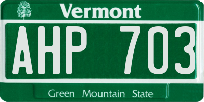 VT license plate AHP703