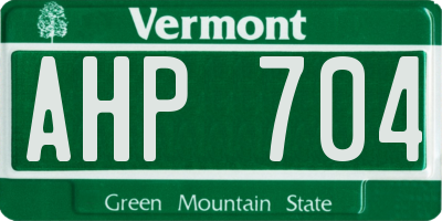 VT license plate AHP704