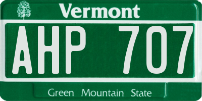 VT license plate AHP707