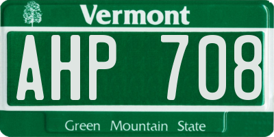VT license plate AHP708