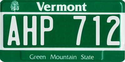 VT license plate AHP712
