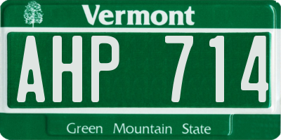 VT license plate AHP714