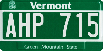 VT license plate AHP715