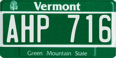 VT license plate AHP716