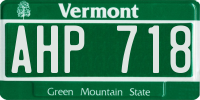 VT license plate AHP718