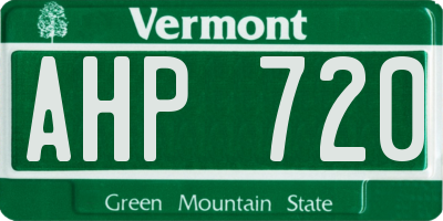 VT license plate AHP720
