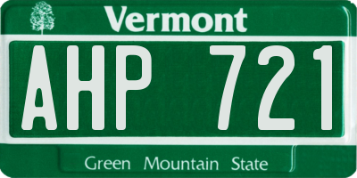 VT license plate AHP721