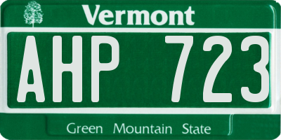 VT license plate AHP723