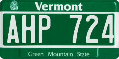 VT license plate AHP724