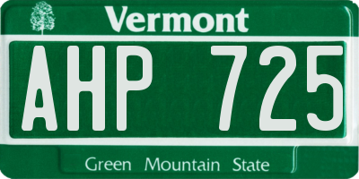 VT license plate AHP725