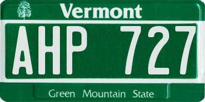 VT license plate AHP727