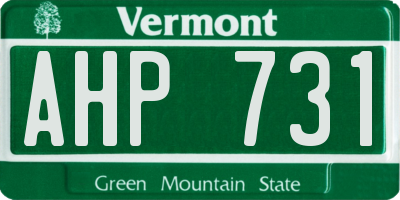 VT license plate AHP731