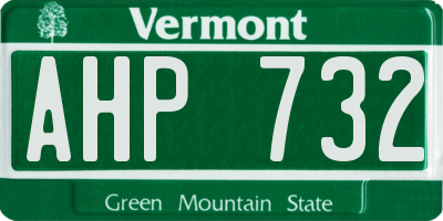 VT license plate AHP732
