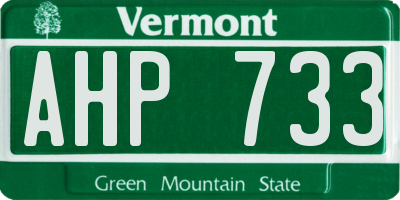 VT license plate AHP733