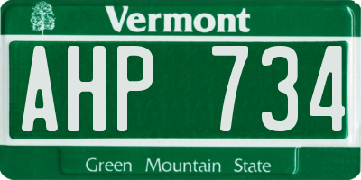 VT license plate AHP734