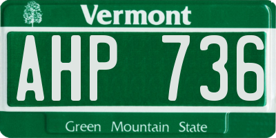 VT license plate AHP736
