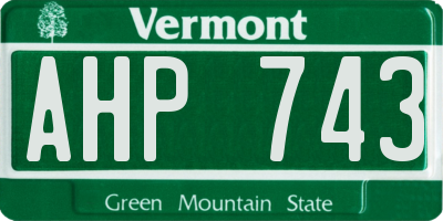 VT license plate AHP743