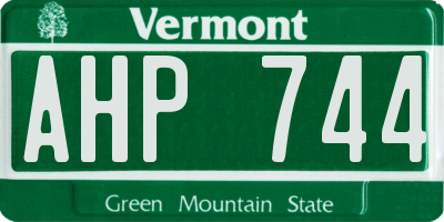 VT license plate AHP744