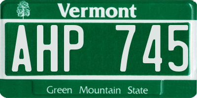 VT license plate AHP745