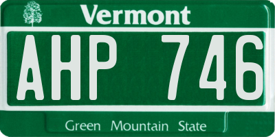 VT license plate AHP746