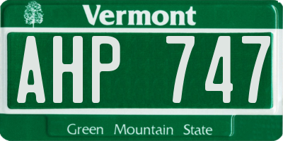 VT license plate AHP747