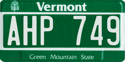 VT license plate AHP749