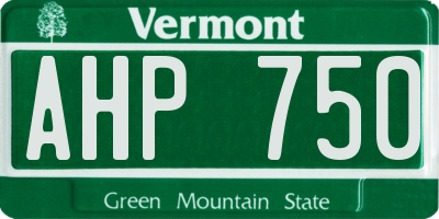 VT license plate AHP750
