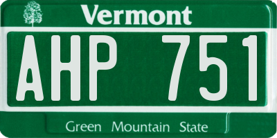 VT license plate AHP751