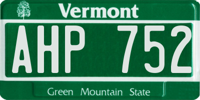 VT license plate AHP752