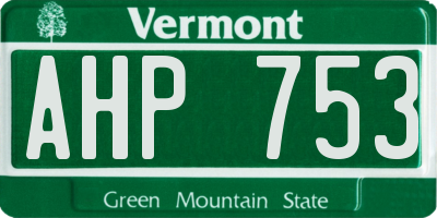 VT license plate AHP753