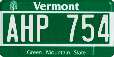 VT license plate AHP754