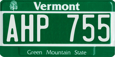 VT license plate AHP755