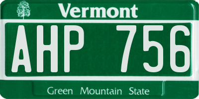 VT license plate AHP756