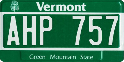 VT license plate AHP757