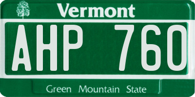 VT license plate AHP760