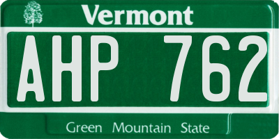 VT license plate AHP762