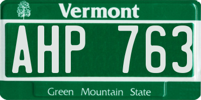VT license plate AHP763