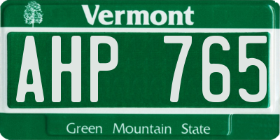 VT license plate AHP765