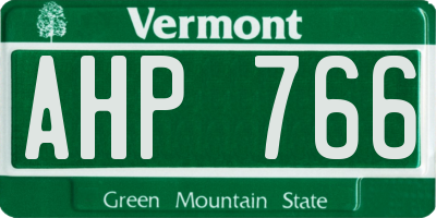 VT license plate AHP766