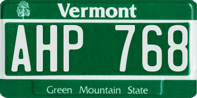 VT license plate AHP768