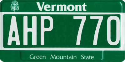 VT license plate AHP770