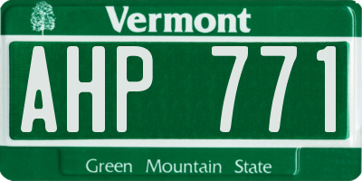 VT license plate AHP771